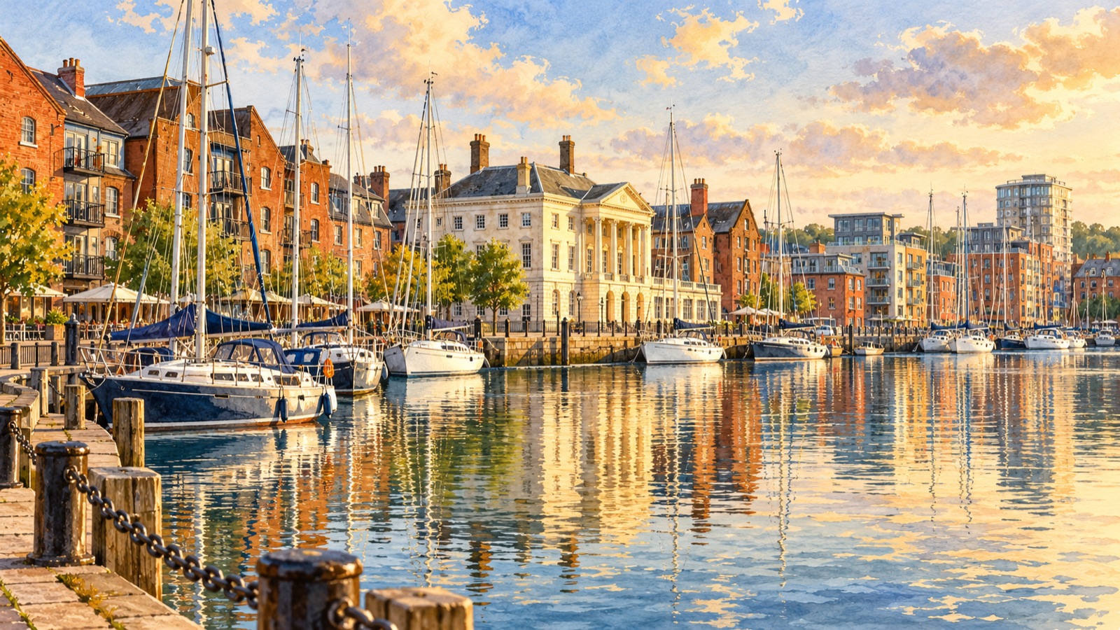 Artist's impression of Ipswich Waterfront and the Old Custom House