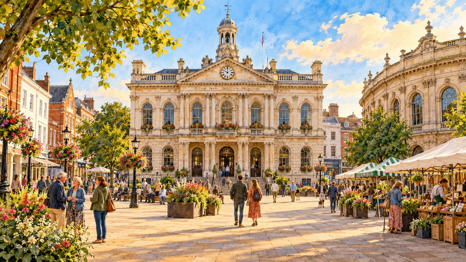 Artist's impression of Ipswich Town Hall and the Cornhill